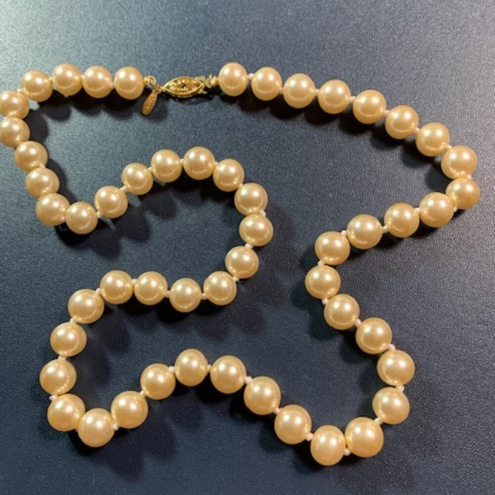 Napier Knotted CREAM Faux Pearl Necklace - Picture 3 of 4